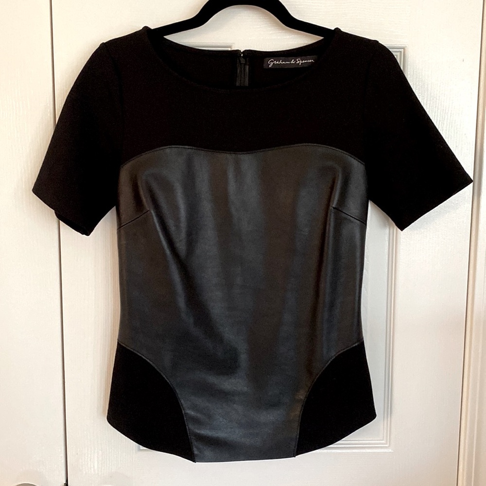 Graham and Spencer leather sweetheart black top size small